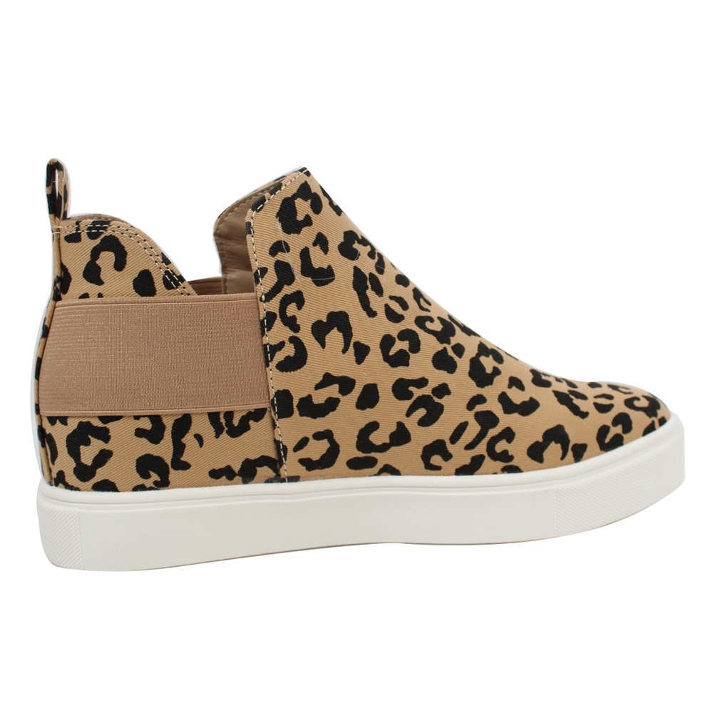 Tan Leopard Hidden Wedge Rubber Sole Sneaker - Picture 3 of 5